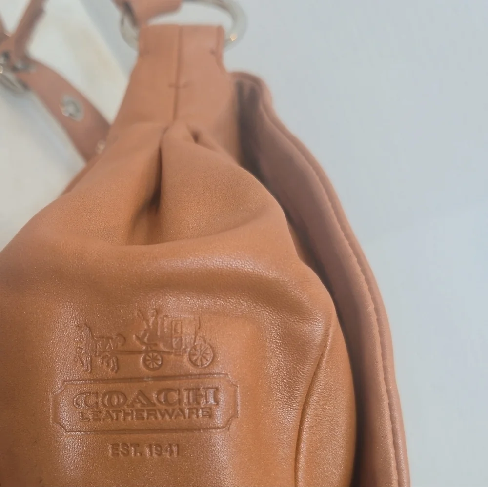 Coach Saddlebag Hobo Genuine Leather Burnt Orange Tangerine Shoulder Bag